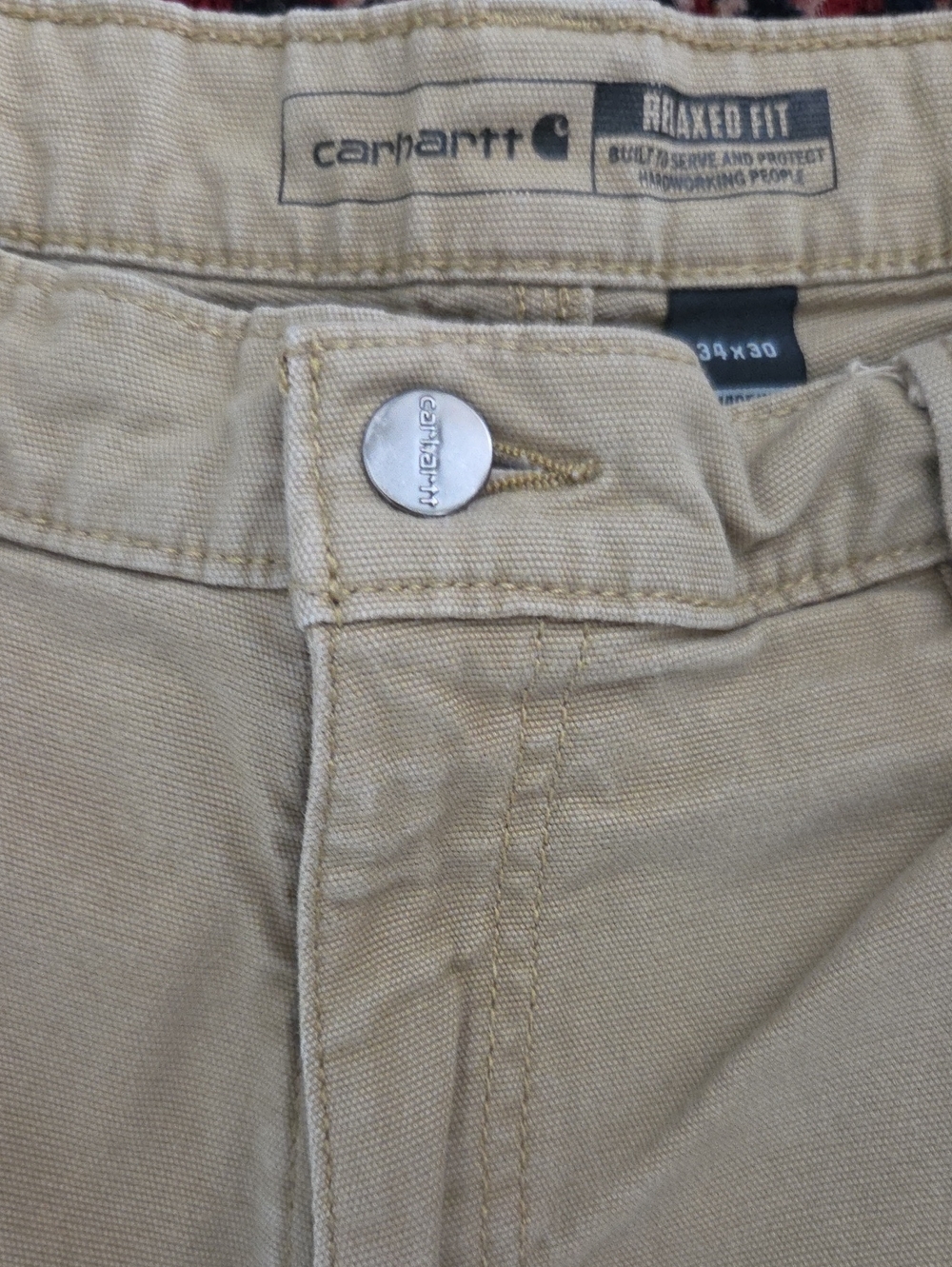 Carhartt Men's Relaxed Fit Canvas Work Pants Tan Khaki 34 X 30